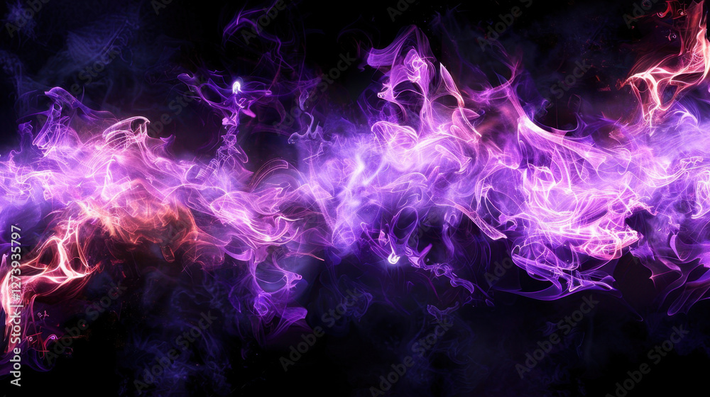 Fototapeta premium vibrant display of swirling purple and pink smoke against dark background, creating mystical and ethereal atmosphere