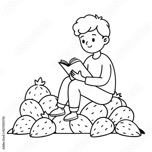 little boy reading book