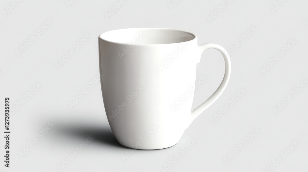 A simple, elegant white mug with a smooth surface, set against a neutral background, ideal for showcasing beverages or design concepts. A simple, elegant white mug with a smooth surface, set against a neutral background, ideal for showcasing beverages or design concepts.