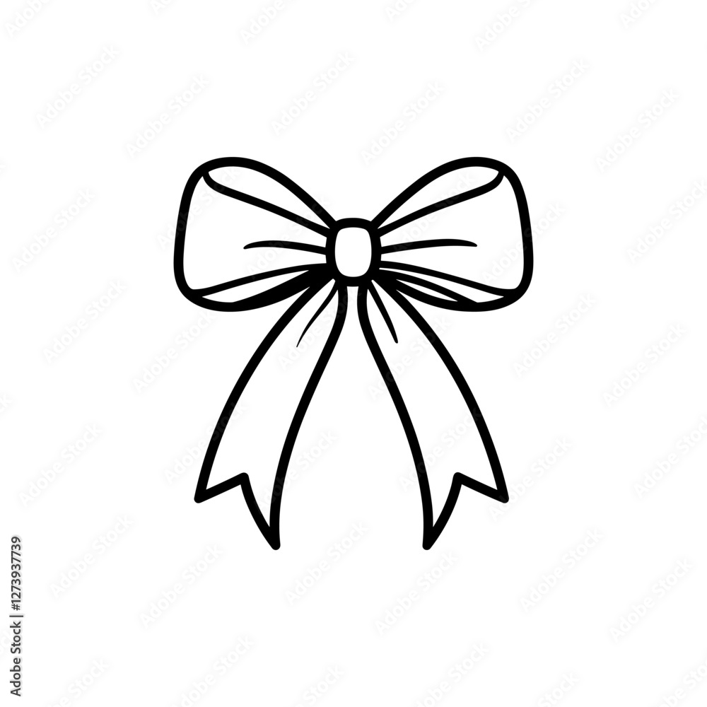 A bow silhouette. Vector black ribbon icons line art simple decorative holiday ribbon bow for gifts, to decorate hair on white background A bow silhouette. Vector black ribbon icons line art simple decorative holiday ribbon bow for gifts, to decorate hair on white background