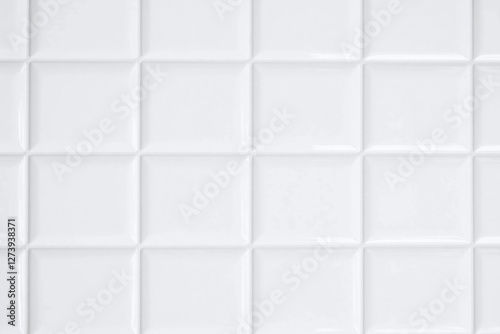 White tiled wall in grid pattern smooth shiny surface black and white