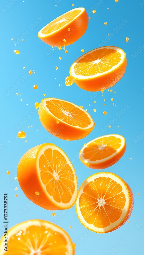 Citrus Explosion of Flavorful Oranges Against Sky Backdrop for Vibrant Culinary Creations and Health Citrus Explosion of Flavorful Oranges Against Sky Backdrop for Vibrant Culinary Creations and Health