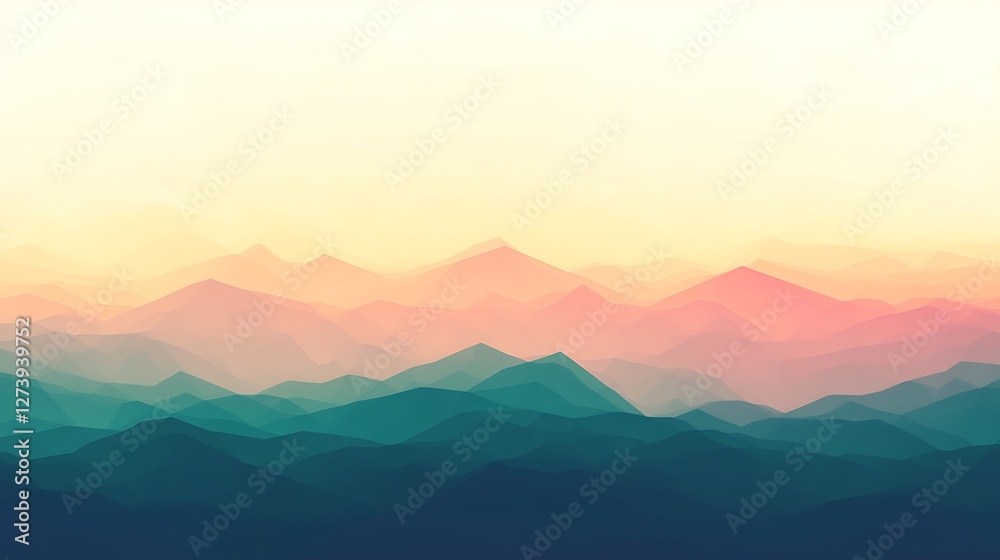 Obraz premium Abstract Mountain Range Sunrise Landscape