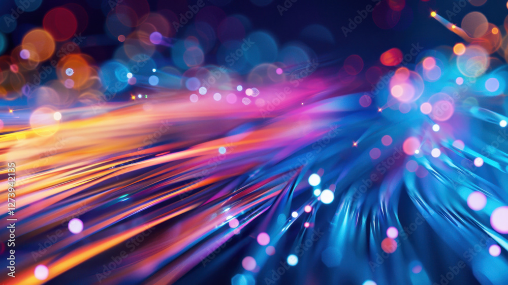 Fototapeta premium Vibrant abstract background with colorful light trails and bokeh effects, creating dynamic and energetic atmosphere. Perfect for digital art and design projects