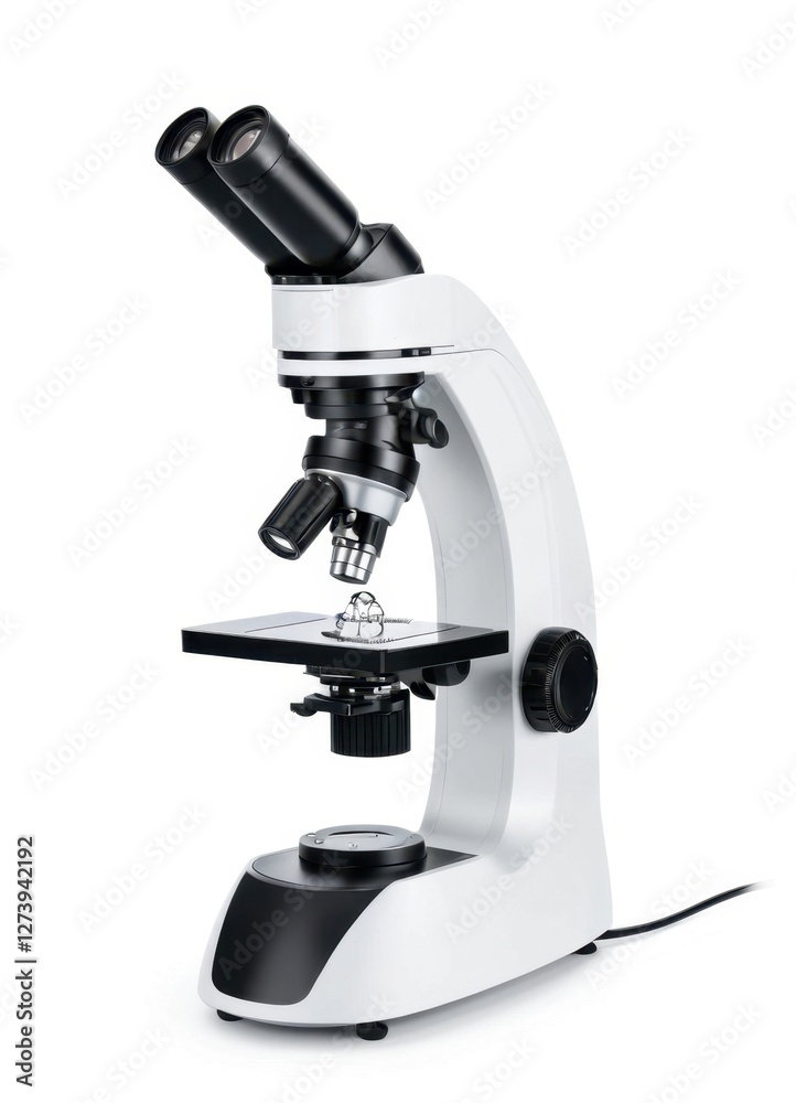 Microscope isolated on a white background for scientific research and laboratory use Microscope isolated on a white background for scientific research and laboratory use