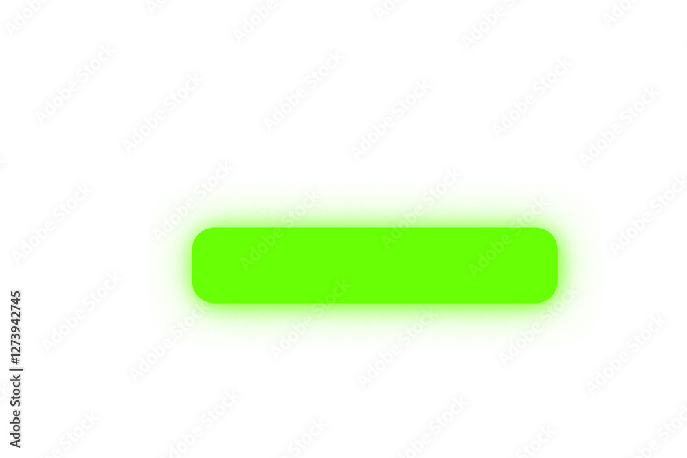 Glowing neon light rectangle button. Rounded green neon shape on a transparent background. Neon frame for your design Glowing neon light rectangle button. Rounded green neon shape on a transparent background. Neon frame for your design