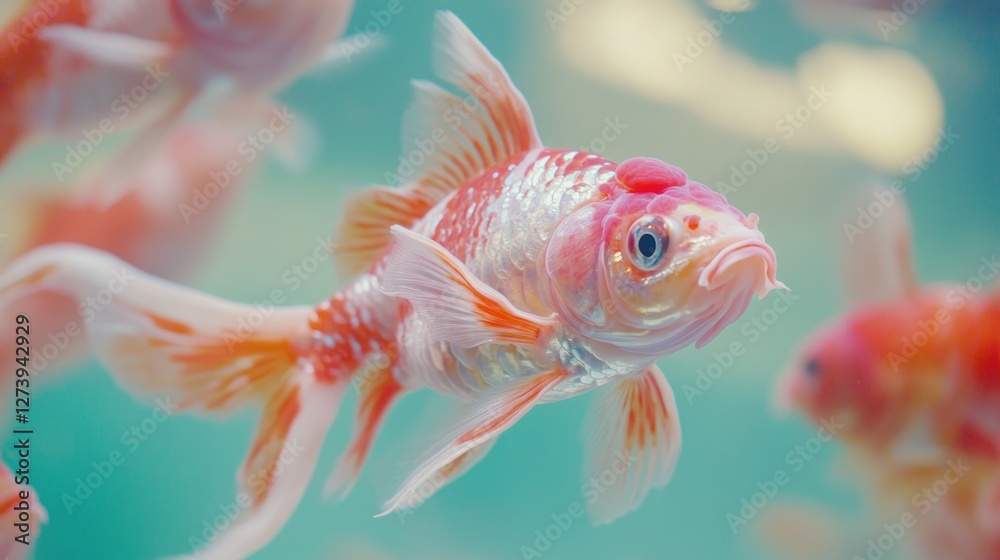 A vibrant goldfish swims gracefully in a clear aquarium, showcasing its colorful fins. A vibrant goldfish swims gracefully in a clear aquarium, showcasing its colorful fins.