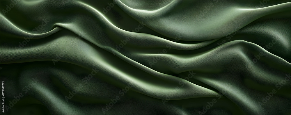 Obraz premium Draped green silk fabric. Design texture