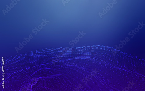 Abstract wave of connecting dots creating dynamic flowing pattern