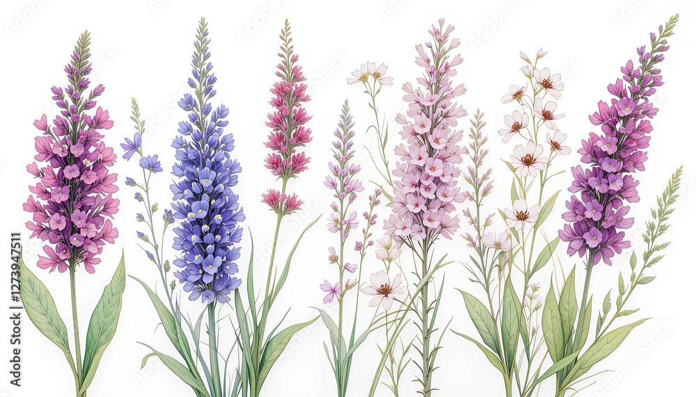 Naklejka premium Floral arrangement nature digital art bright colors close-up gigapixel cgi