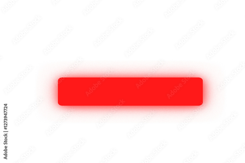 Glowing neon light rectangle button. Rounded red neon shape on a transparent background. Neon frame for your design Glowing neon light rectangle button. Rounded red neon shape on a transparent background. Neon frame for your design