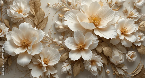 Exquisite Cream and Gold Paper Flowers Arrangement