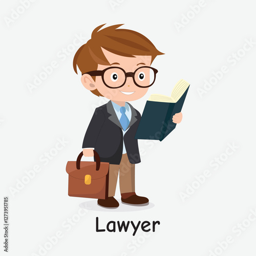Lawyer Cartoon Illustration for Kids - Teaching About Legal and Law Careers - Ideal for Educational Posters, Flashcards, and T-Shirts