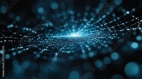 Abstract network, digital data, glowing nodes,  background image, for technology concept, illustration