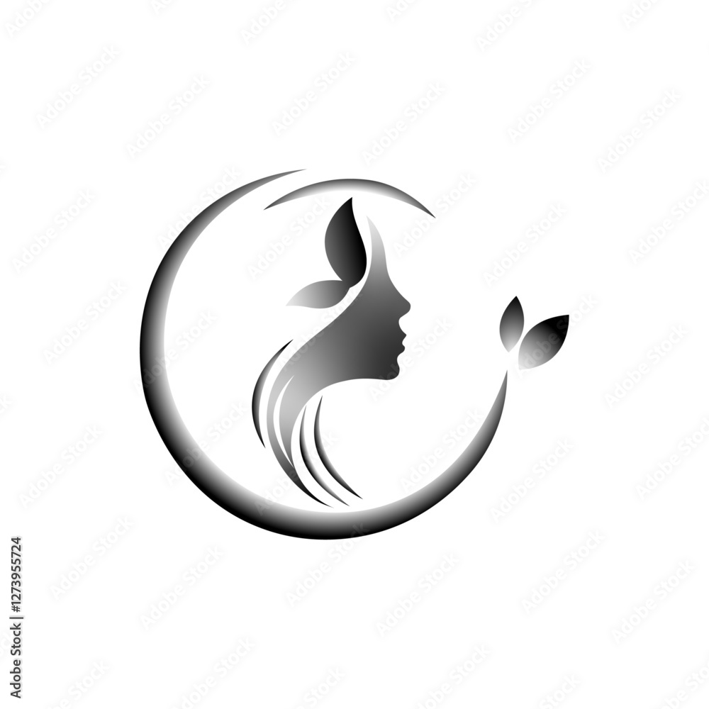 Obraz premium Beautiful woman face logo. Beauty salon sign. Spa salon. Fashion center. Women's hairdressing salon.
