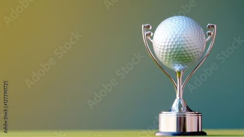 Shining Golf Tournament Trophy Gleaming Under Lights
