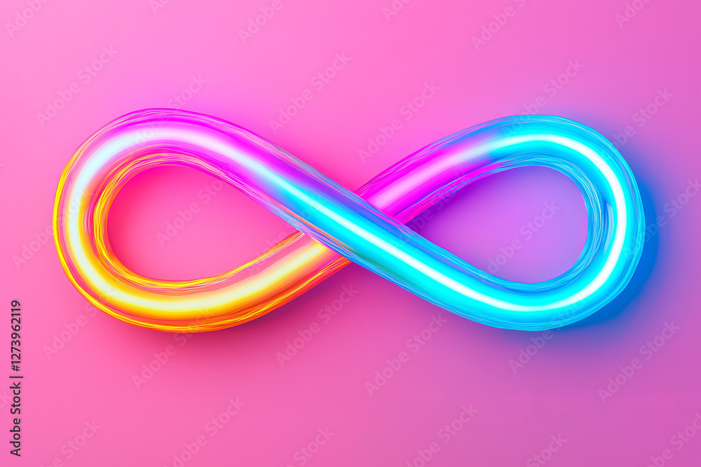 Vibrant neon shades create mesmerizing infinity, with electric glow Vibrant neon shades create mesmerizing infinity, with electric glow