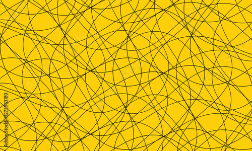 abstract simple black chaotic lines design on yellow.