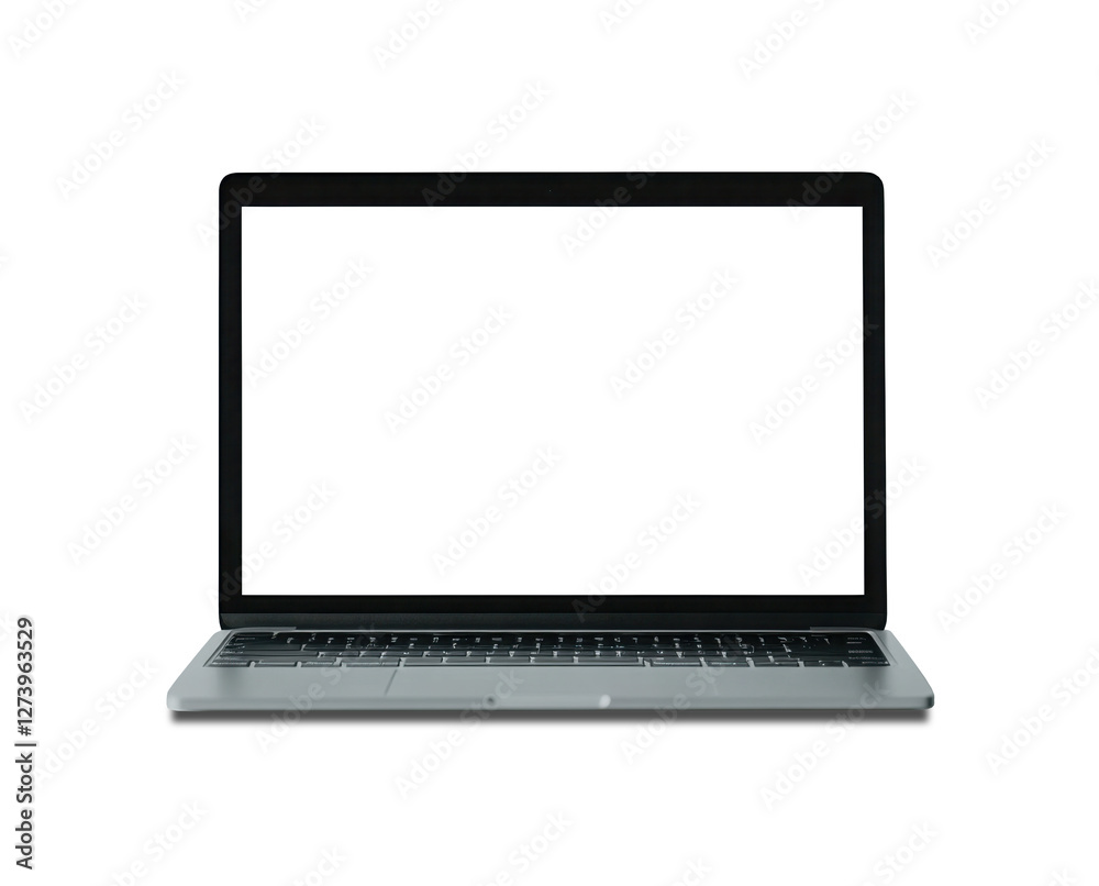 Modern laptop isolated on transparent background. PNG. Front view Modern laptop isolated on transparent background. PNG. Front view