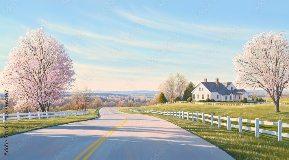 Fototapeta premium Spring Scenic spring landscape with blooming trees