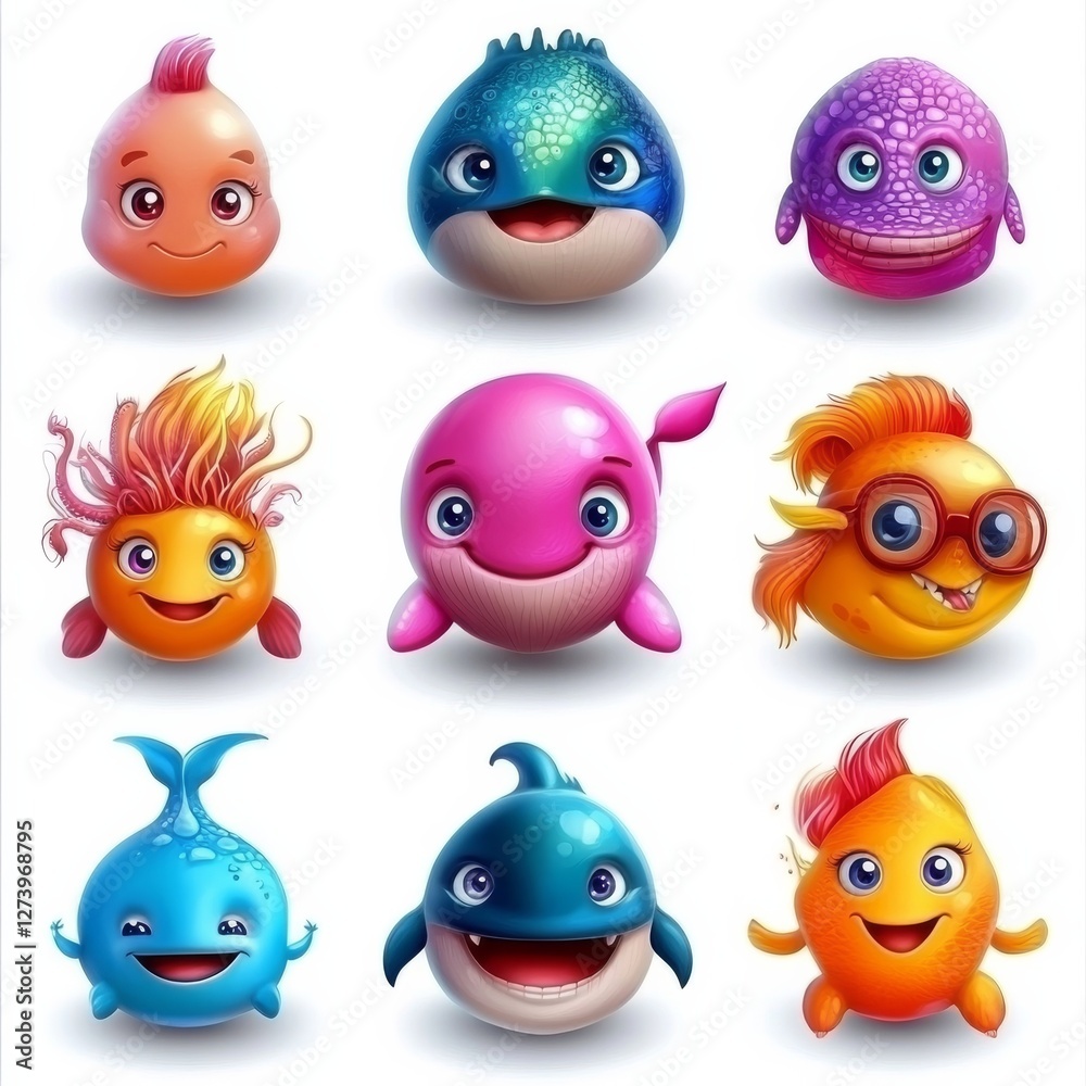 Collection of Whimsical Underwater Creatures: Colorful Fish Bringing Joy to Every Ocean Adventure Collection of Whimsical Underwater Creatures: Colorful Fish Bringing Joy to Every Ocean Adventure