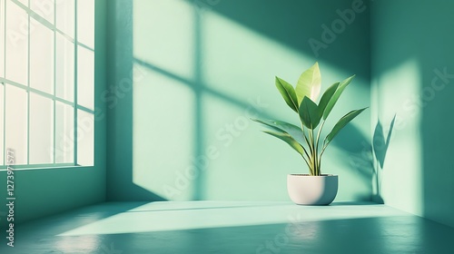 Green Room Plant Potted Minimalist Sunlight Shadow