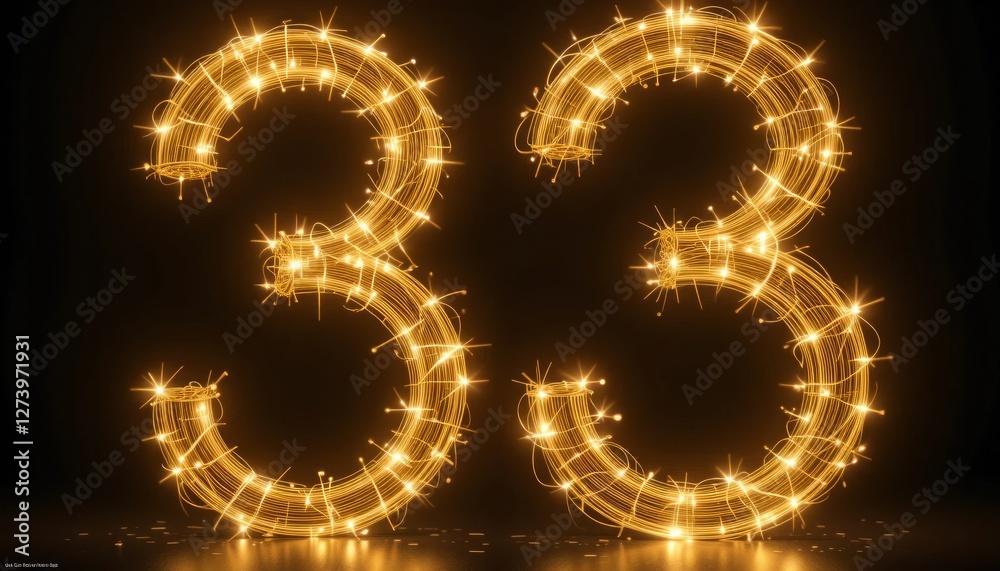 Golden Number Thirty Three: Sparkling Light Trails and Festive Celebration Golden Number Thirty Three: Sparkling Light Trails and Festive Celebration