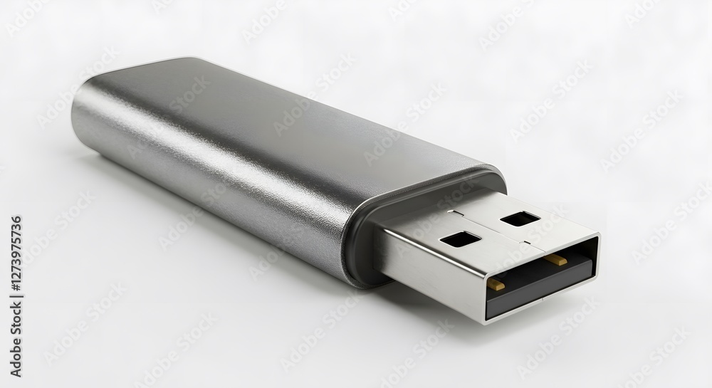 Close-up Silver Usb Drive for Data Storage and Portability Close-up Silver Usb Drive for Data Storage and Portability