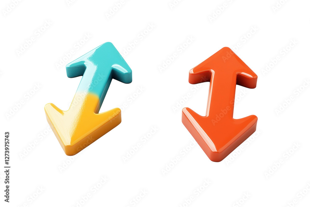 Colorful directional arrows symbolize contrasting choices and movement on a minimalist backdrop isolated on transparent background Colorful directional arrows symbolize contrasting choices and movement on a minimalist backdrop isolated on transparent background