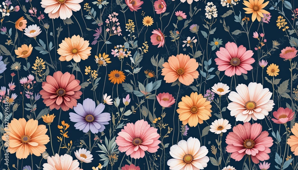 custom made wallpaper toronto digitalVibrant floral arrangement garden digital art nature aerial view beauty