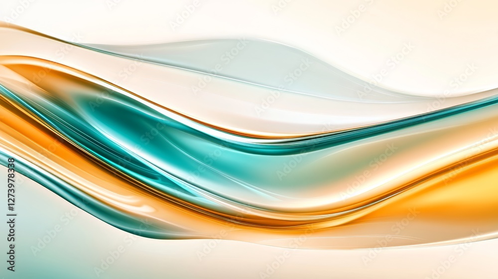 Obraz premium Abstract waves of orange and teal flow gracefully, creating a serene and dynamic background