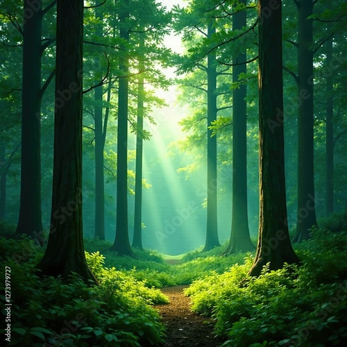 Wallpaper Mural Summer forest scene with tall pines and ferns, forest, summer, pine tree Torontodigital.ca