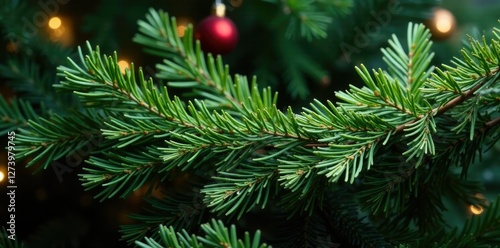 Evergreen garland wrapped around Christmas tree branches, holiday, tree decoration, evergreen