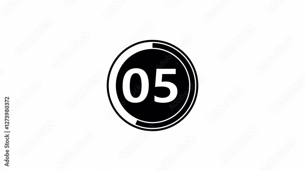 10 second countdown timer animation from 10 seconds to 0 seconds with alpha channel , ten second countdown timer on a transparent background.	
