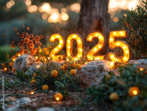 Glowing Garden Party Celebrating New Year 2025 with Nature s Enchantment photo