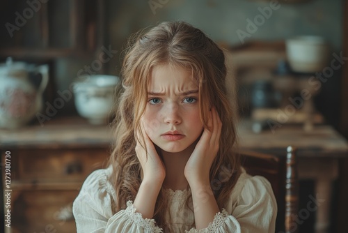 Wallpaper Mural Family problems. Offended teen girl covering ears, not wanting to listen to her mother's scolding, woman having fight with her daughter, quarrelling at Torontodigital.ca