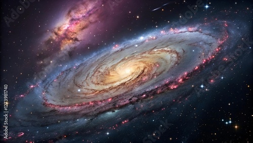 Imaginative Image of a White Hole Erupting Energy in the Center of a Glowing Galaxy