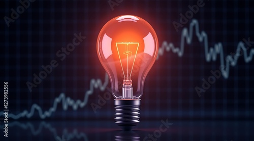 Illuminated Lightbulb with a Glowing Data Graph Background Representing Innovation and Technology
