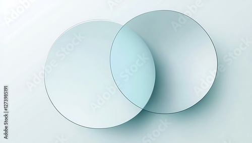 Modern minimalist abstract background with light blue and gray shapes, circles, and lines on a white background