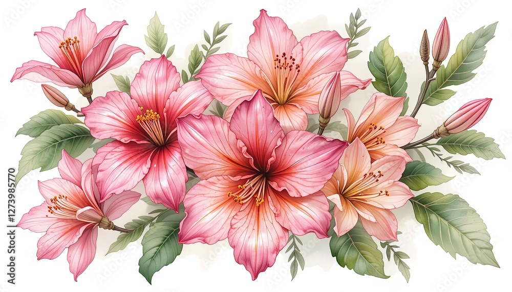 Obraz premium Vibrant pink flowers botanical garden illustration natural setting close-up gigapixel cgi