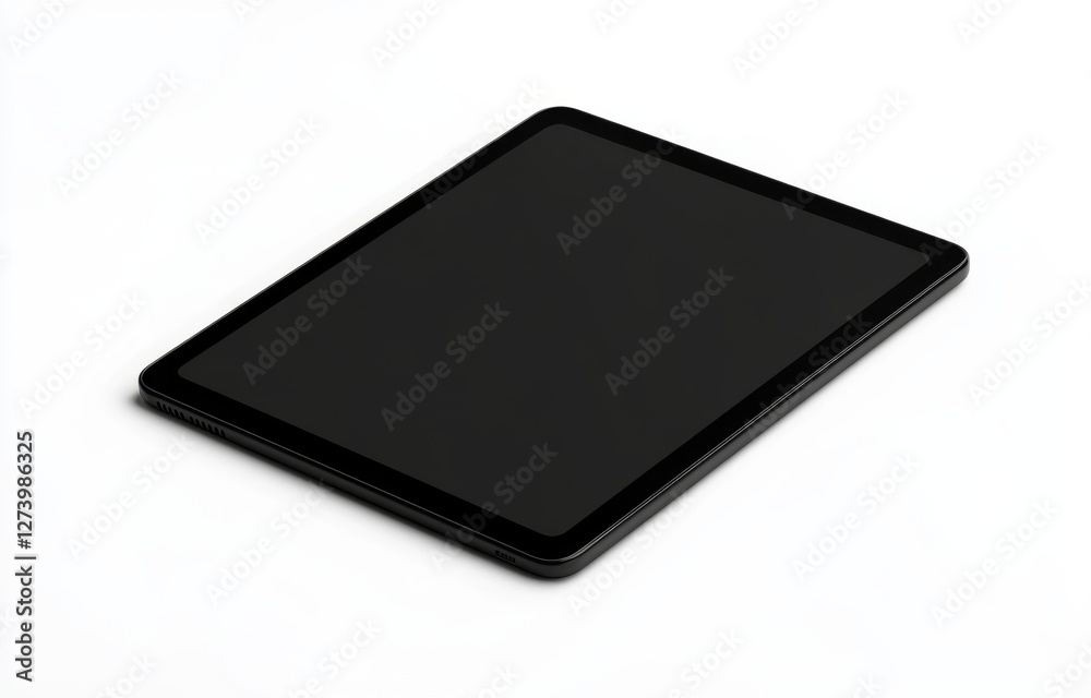 Black tablet, blank screen, studio, white background, mockup Black tablet, blank screen, studio, white background, mockup
