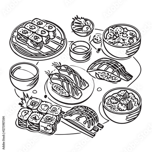 food, asian, restaurant, japanese, meal, delicious, sushi, rice, japanese food, japanese cuisine, chinese, cuisine, fresh, japan, smile, woman, dinner, art, man, background, table, tasty, gourmet, ill