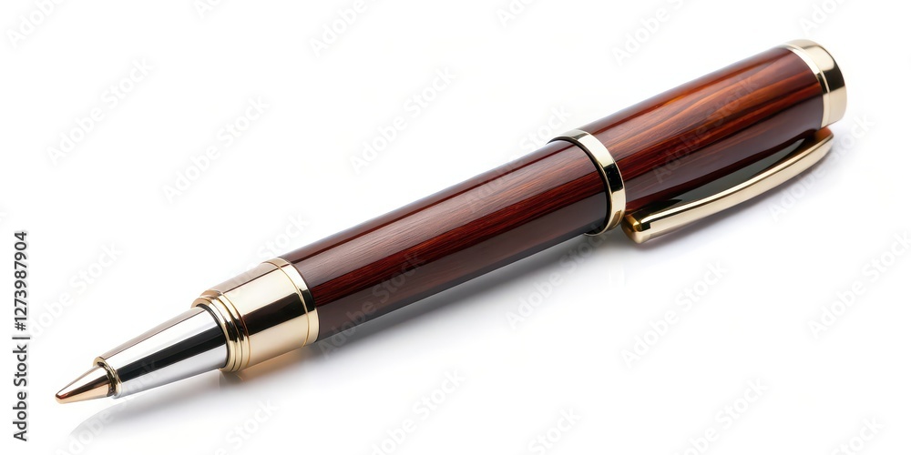 Wooden Rollerball Pen on White Background Wooden Rollerball Pen on White Background