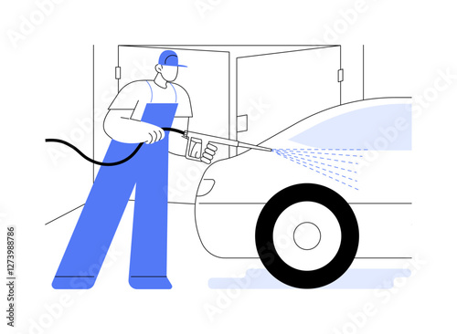 Manual car wash isolated cartoon vector illustrations.