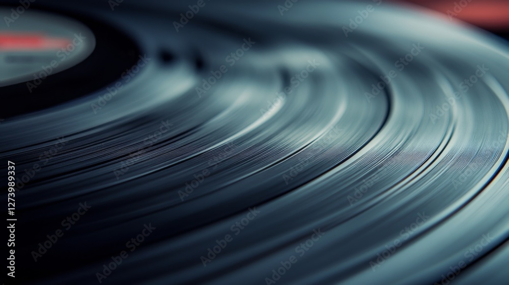 Close-up of a vinyl record grooves Close-up of a vinyl record grooves