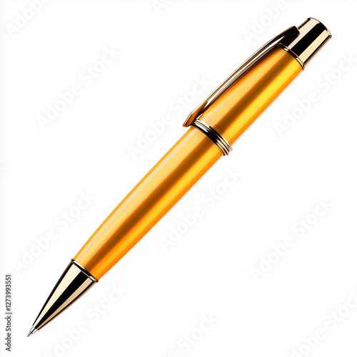 Golden pen mockup on white background photo