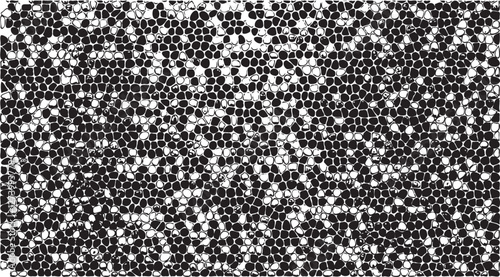 Rough, irregular texture composed of monochrome geometric elements. Overlay distressed grunge background. Abstract vector illustration. Isolated on white background. EPS10