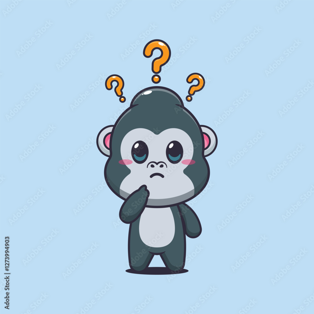 gorilla mascot cartoon character vector illustration is confused gorilla mascot cartoon character vector illustration is confused