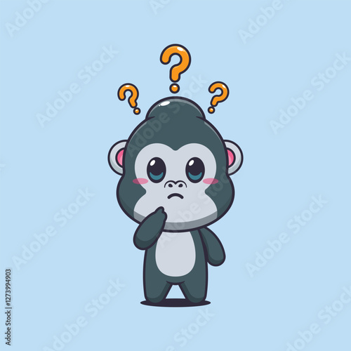 gorilla mascot cartoon character vector illustration is confused