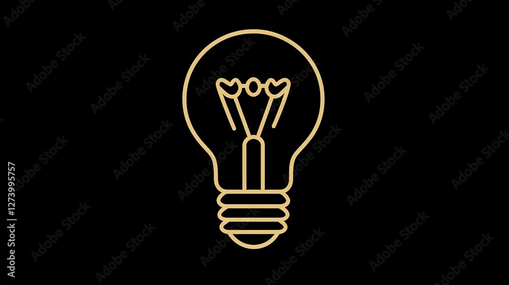 A minimalist illustration of a light bulb in gold outline against a black background, symbolizing ideas and innovation. A minimalist illustration of a light bulb in gold outline against a black background, symbolizing ideas and innovation.